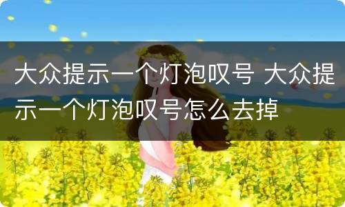 大众提示一个灯泡叹号 大众提示一个灯泡叹号怎么去掉