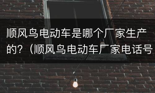 顺风鸟电动车是哪个厂家生产的?（顺风鸟电动车厂家电话号码）