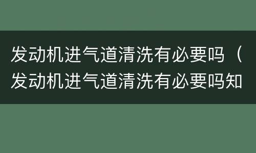 发动机进气道清洗有必要吗（发动机进气道清洗有必要吗知乎）