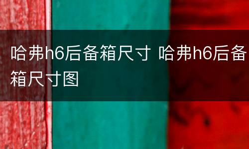哈弗h6后备箱尺寸 哈弗h6后备箱尺寸图