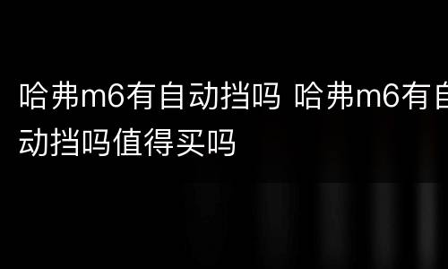 哈弗m6有自动挡吗 哈弗m6有自动挡吗值得买吗