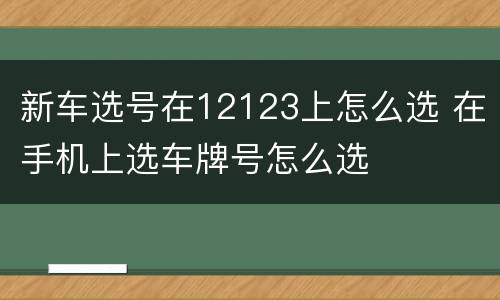 新车选号在12123上怎么选 在手机上选车牌号怎么选