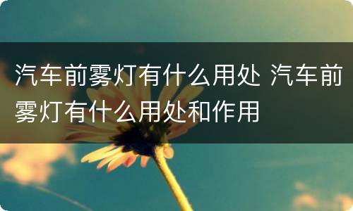 汽车前雾灯有什么用处 汽车前雾灯有什么用处和作用