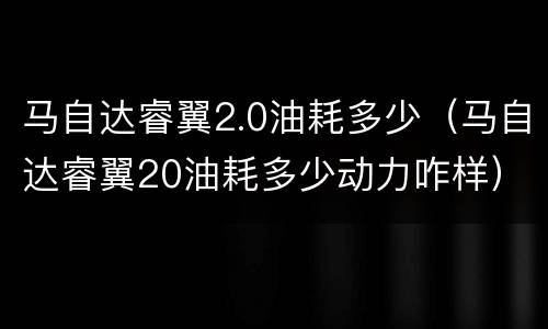 马自达睿翼2.0油耗多少（马自达睿翼20油耗多少动力咋样）