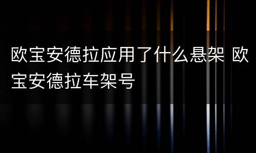 欧宝安德拉应用了什么悬架 欧宝安德拉车架号
