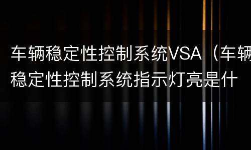 车辆稳定性控制系统VSA（车辆稳定性控制系统指示灯亮是什么原因）