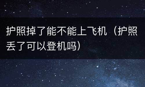 护照掉了能不能上飞机（护照丢了可以登机吗）