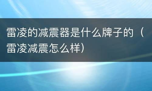 雷凌的减震器是什么牌子的（雷凌减震怎么样）