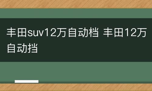 丰田suv12万自动档 丰田12万自动挡