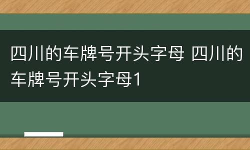 四川的车牌号开头字母 四川的车牌号开头字母1