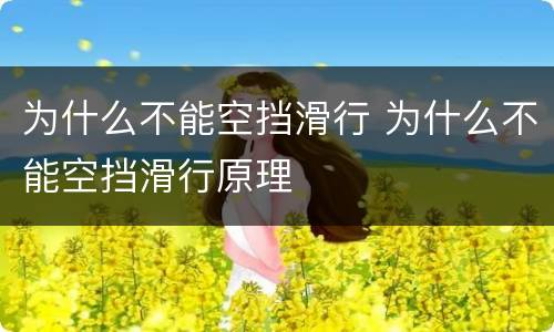 为什么不能空挡滑行 为什么不能空挡滑行原理