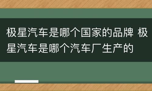 极星汽车是哪个国家的品牌 极星汽车是哪个汽车厂生产的