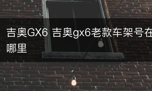 吉奥GX6 吉奥gx6老款车架号在哪里