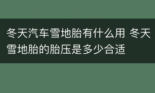 冬天汽车雪地胎有什么用 冬天雪地胎的胎压是多少合适
