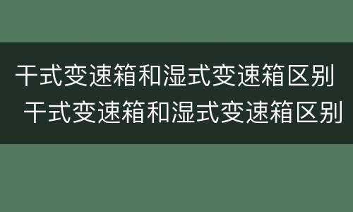 干式变速箱和湿式变速箱区别 干式变速箱和湿式变速箱区别大吗