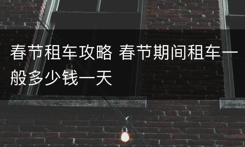 春节租车攻略 春节期间租车一般多少钱一天