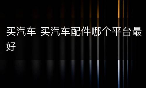 买汽车 买汽车配件哪个平台最好