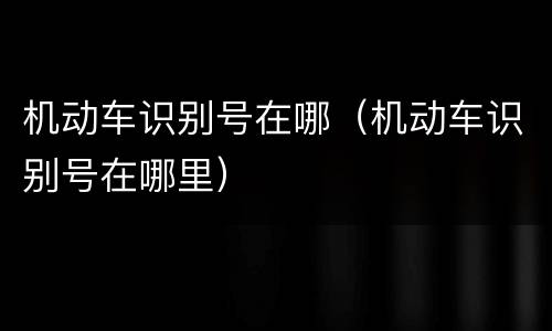机动车识别号在哪（机动车识别号在哪里）