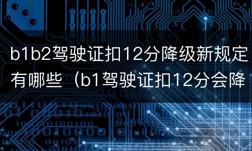 b1b2驾驶证扣12分降级新规定有哪些（b1驾驶证扣12分会降成什么照）
