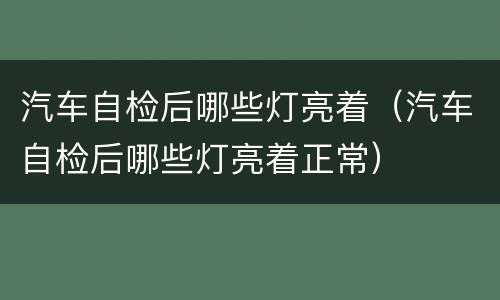 汽车自检后哪些灯亮着（汽车自检后哪些灯亮着正常）