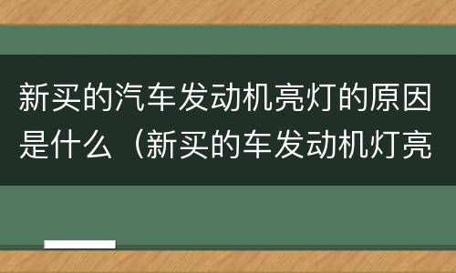 新买的汽车发动机亮灯的原因是什么（新买的车发动机灯亮是什么问题）