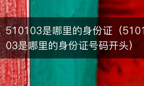 510103是哪里的身份证（510103是哪里的身份证号码开头）
