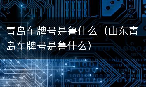 青岛车牌号是鲁什么（山东青岛车牌号是鲁什么）