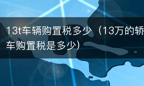 13t车辆购置税多少（13万的轿车购置税是多少）