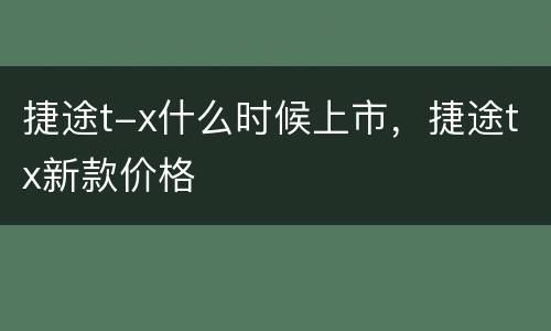 捷途t-x什么时候上市，捷途tx新款价格