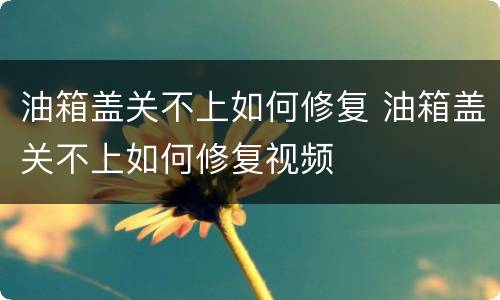 油箱盖关不上如何修复 油箱盖关不上如何修复视频