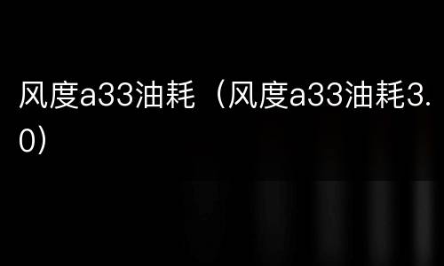 风度a33油耗（风度a33油耗3.0）