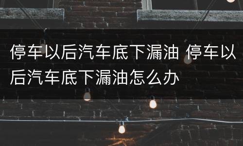 停车以后汽车底下漏油 停车以后汽车底下漏油怎么办