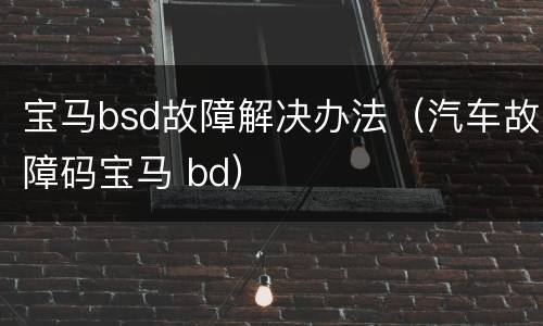 宝马bsd故障解决办法（汽车故障码宝马 bd）