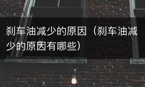刹车油减少的原因（刹车油减少的原因有哪些）