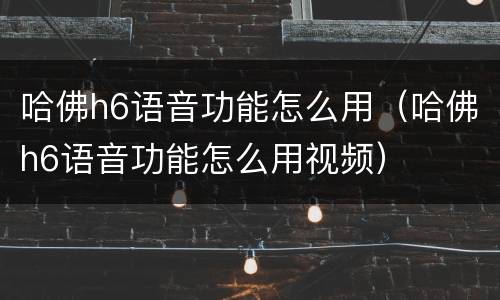 哈佛h6语音功能怎么用（哈佛h6语音功能怎么用视频）