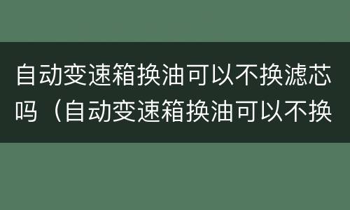 自动变速箱换油可以不换滤芯吗（自动变速箱换油可以不换滤芯吗视频）