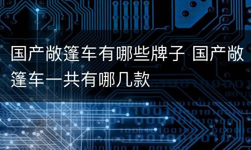 国产敞篷车有哪些牌子 国产敞篷车一共有哪几款