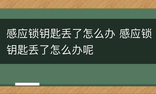 感应锁钥匙丢了怎么办 感应锁钥匙丢了怎么办呢
