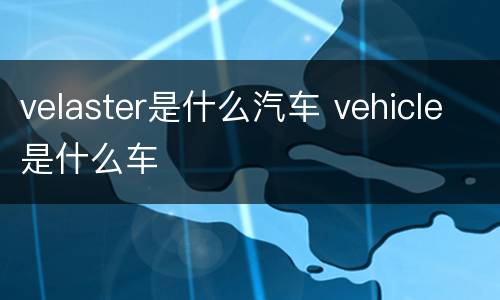 velaster是什么汽车 vehicle是什么车