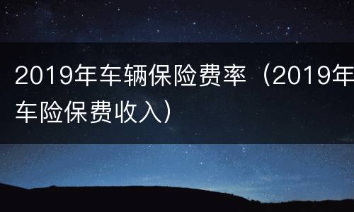 2019年车辆保险费率（2019年车险保费收入）