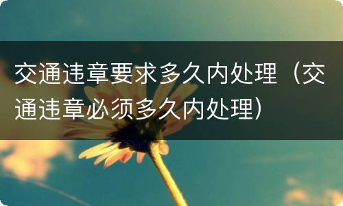 交通违章要求多久内处理（交通违章必须多久内处理）