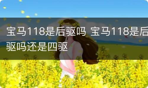 宝马118是后驱吗 宝马118是后驱吗还是四驱