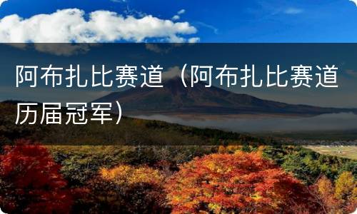 阿布扎比赛道（阿布扎比赛道历届冠军）