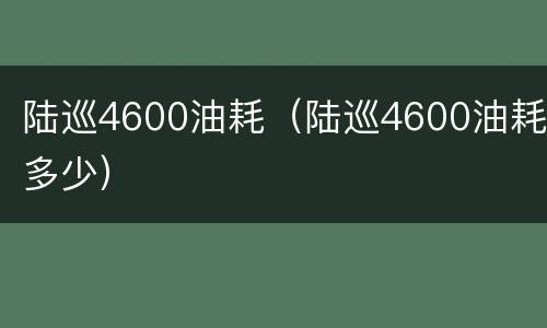 陆巡4600油耗（陆巡4600油耗多少）