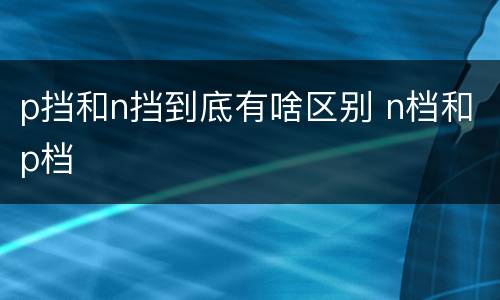 p挡和n挡到底有啥区别 n档和p档