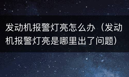 发动机报警灯亮怎么办（发动机报警灯亮是哪里出了问题）