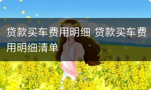 贷款买车费用明细 贷款买车费用明细清单