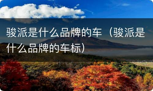 骏派是什么品牌的车（骏派是什么品牌的车标）
