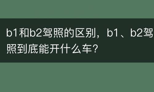 b1和b2驾照的区别，b1、b2驾照到底能开什么车?