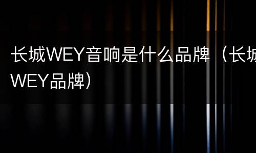 长城WEY音响是什么品牌（长城WEY品牌）